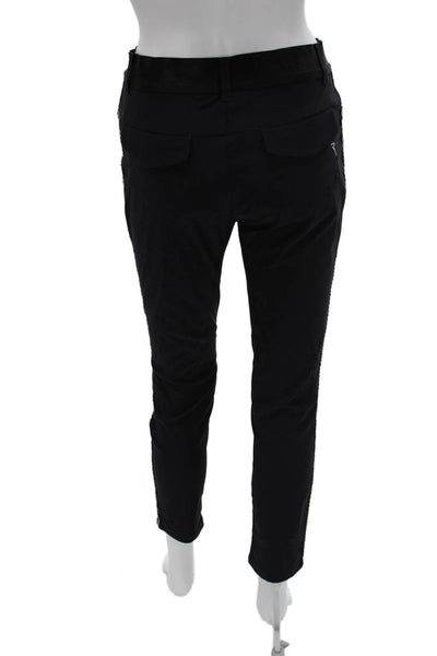 Chervo Womens Ankle Pants Black Button Polyamide Size 42