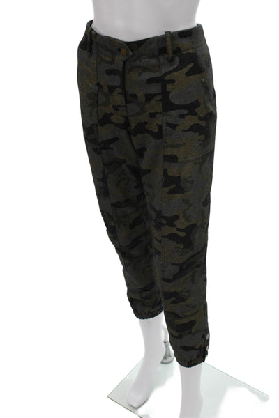 Rag & Bone Women Jogger Pants Green Wool Camouflage Button Size 8