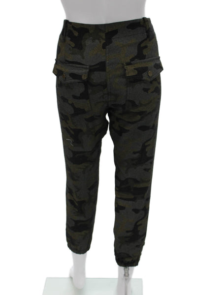 Rag & Bone Women Jogger Pants Green Wool Camouflage Button Size 8