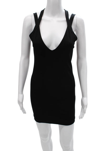 GAUGE81 Womens Bodycon Dress Black V-Neck Sleeveless Knee Length Size S