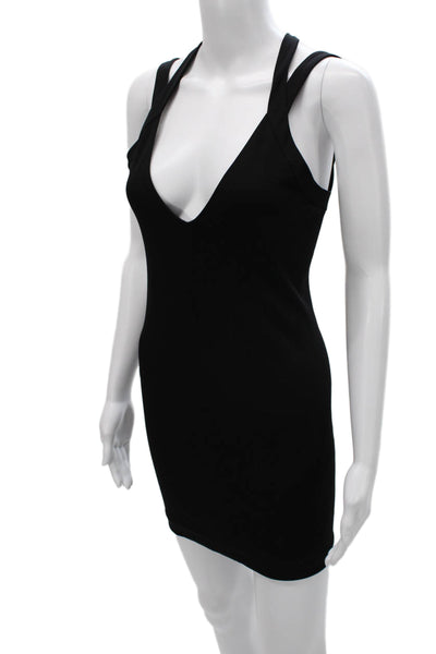 GAUGE81 Womens Bodycon Dress Black V-Neck Sleeveless Knee Length Size S