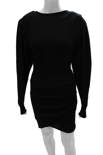 Marant Etoile Womens Black Mini Dress Long Sleeve Round Neck Size 36