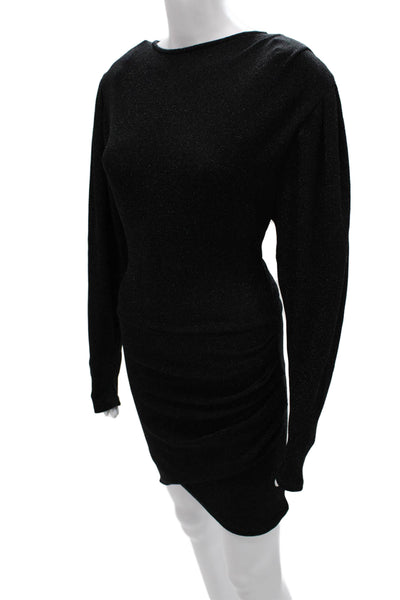 Marant Etoile Womens Black Mini Dress Long Sleeve Round Neck Size 36