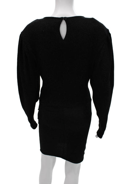 Marant Etoile Womens Black Mini Dress Long Sleeve Round Neck Size 36