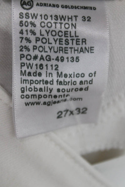 AG Adriano Goldschmied Women Straight Jeans White High Rise Size 27