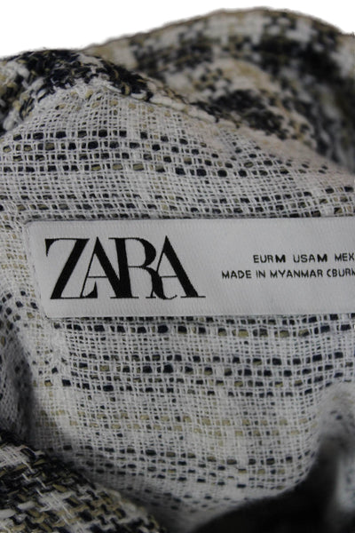 Zara Womens Basic Jacket Multicolor Plaid Collared Longsleeve Button Size M