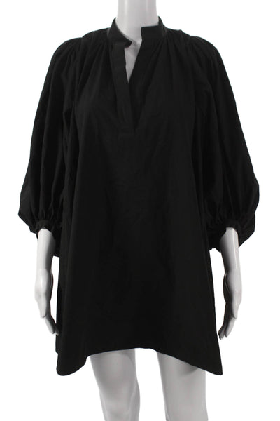 A Shirt Thing Womens Tunic Blouse Black V Neck 3/4 Sleeve Above Knee Size 0P