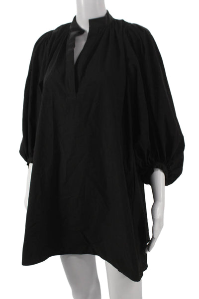 A Shirt Thing Womens Tunic Blouse Black V Neck 3/4 Sleeve Above Knee Size 0P