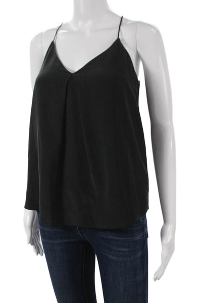 Joie Women Silk V Neck Tank Sleeveless Black Size 2XS