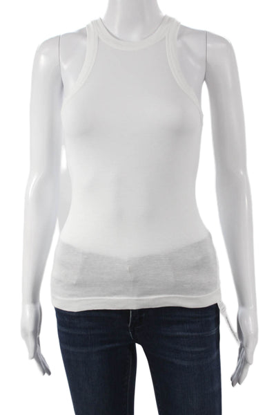 Vince Women Basic Sleeveless Tank White 100% Pima Cotton Round Neck Size 2XS