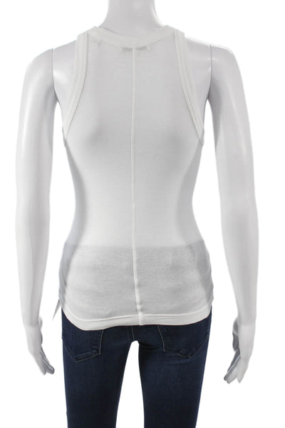Vince Women Basic Sleeveless Tank White 100% Pima Cotton Round Neck Size 2XS