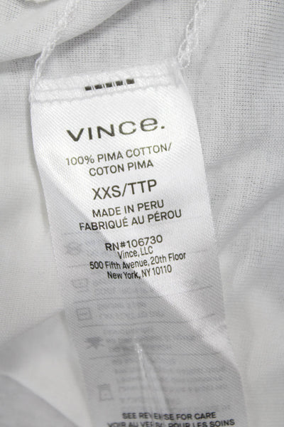 Vince Women Basic Sleeveless Tank White 100% Pima Cotton Round Neck Size 2XS