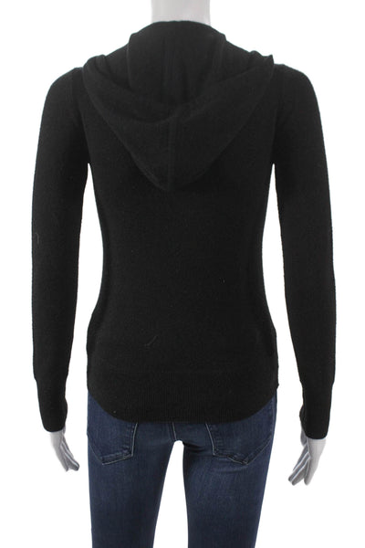 J Crew Collection Womens Full Zip Cashmere V Neck Sweater Black Size 2XS