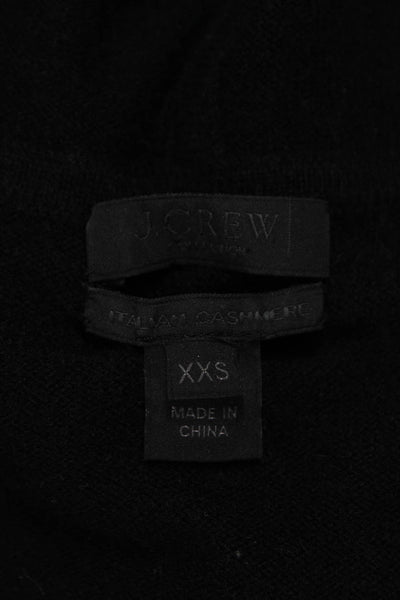 J Crew Collection Womens Full Zip Cashmere V Neck Sweater Black Size 2XS