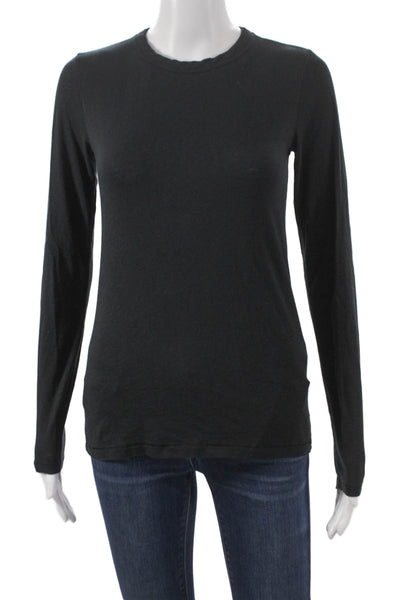 Rag & Bone Womens Basic Cotton Long Sleeve Crew Neck T Shirt Black Size XS