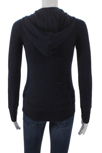 J Crew Womens Cashmere Full Zip Sweater V Neck Long Sleeve Blue Size 2XS
