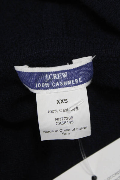 J Crew Womens Cashmere Full Zip Sweater V Neck Long Sleeve Blue Size 2XS