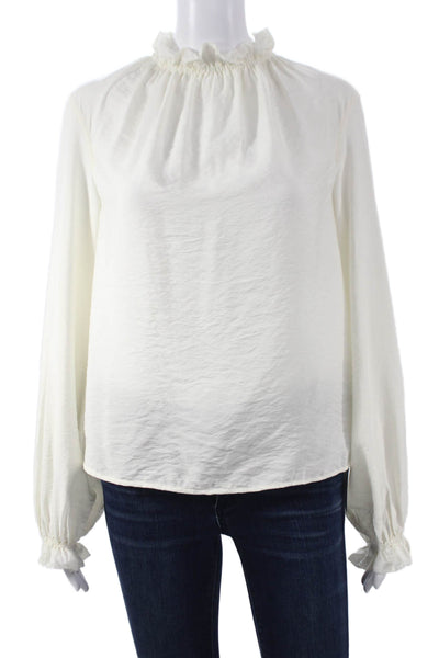 COS Womens Basic Mock Neck Long Sleeve Blouse White Size 2
