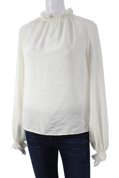 COS Womens Basic Mock Neck Long Sleeve Blouse White Size 2