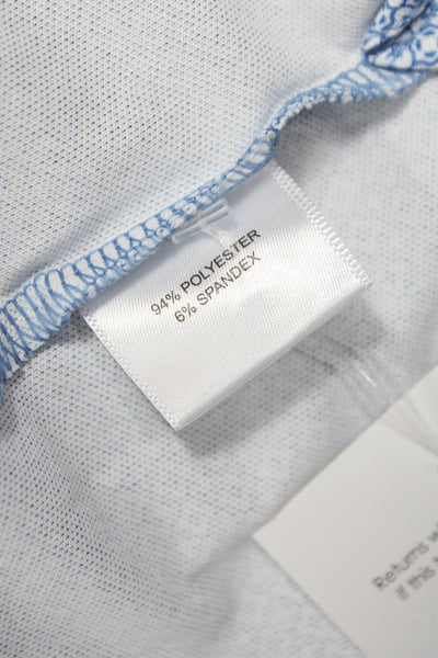 Peter Millar Mens Printed Short Sleeves Polo Shirt Blue White Size Medium