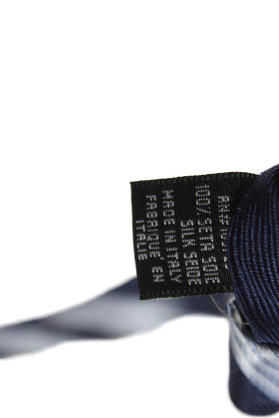 Giorgio Armani Mens Silk Striped Wide Necktie Navy Blue