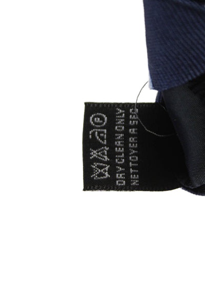Giorgio Armani Mens Silk Striped Wide Necktie Navy Blue