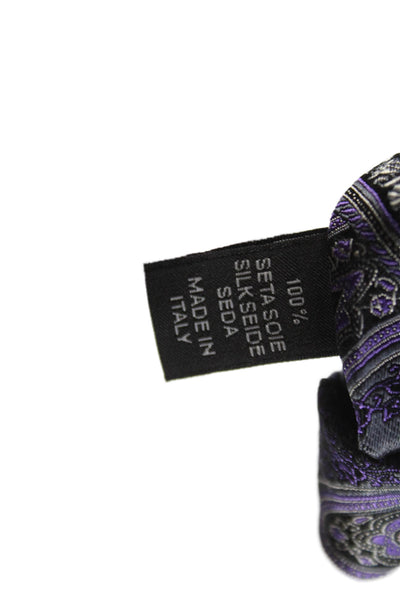 Ermenegildo Zegna Mens Silk Paisley Print Wide Necktie Grey Purple