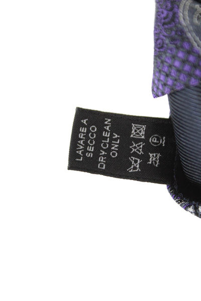 Ermenegildo Zegna Mens Silk Paisley Print Wide Necktie Grey Purple