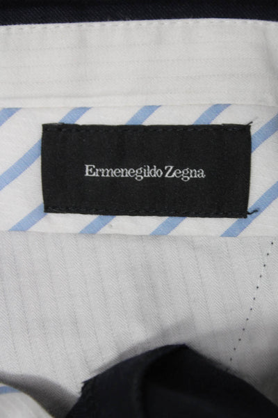 Ermenegildo Zegna Mens Blue Wool Dress Pants Size 34