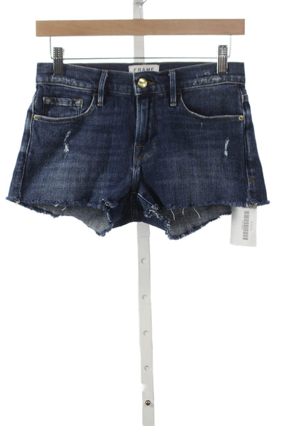Frame Denim Womens Cut-Off Denim Shorts Blue Button Size 24