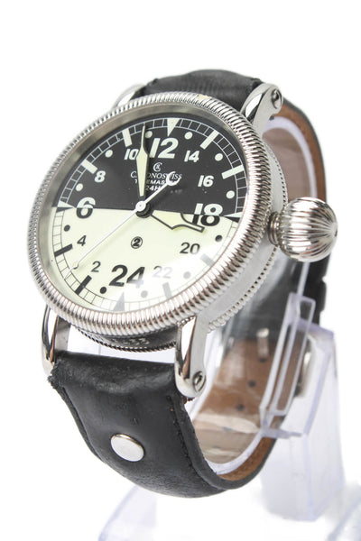 Chronoswiss Chronoswiss Mens Black White Stainless Steel 24hr Watch
