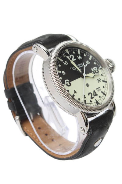 Chronoswiss Chronoswiss Mens Black White Stainless Steel 24hr Watch