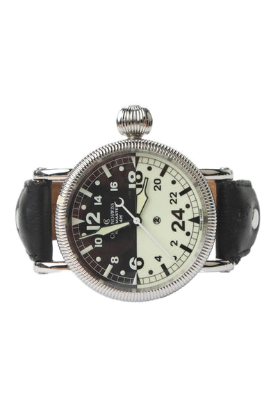 Chronoswiss Chronoswiss Mens Black White Stainless Steel 24hr Watch