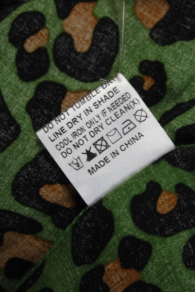 Cindi Gindi Womens Wrap Dress Green Animal Print V Neck Midi Size S