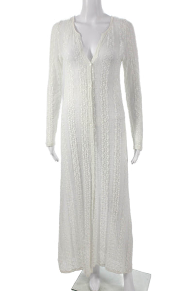 Muche Et Muchette Women Cardigan White VNeck Long Sleeve Textured Size One Size