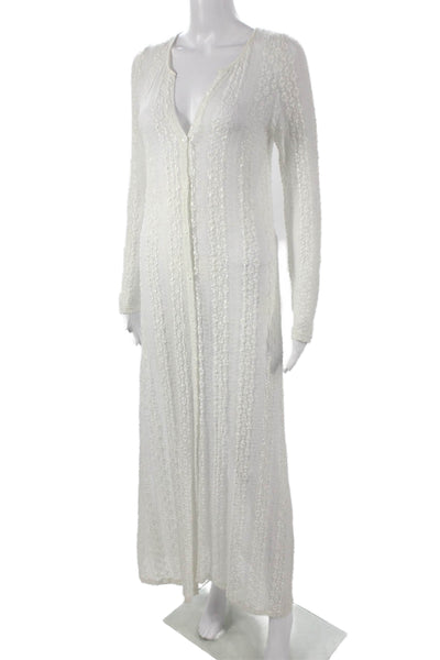 Muche Et Muchette Women Cardigan White VNeck Long Sleeve Textured Size One Size