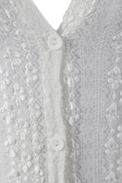 Muche Et Muchette Women Cardigan White VNeck Long Sleeve Textured Size One Size