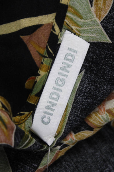 Cindi Gindi Womens Black Floral Maxi Dress V-Neck Short Sleeve Size S