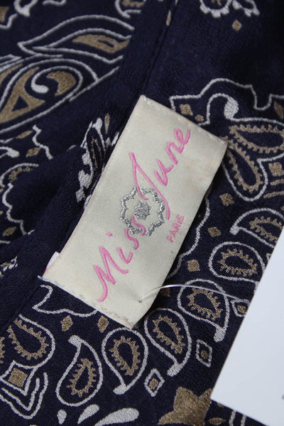 Miss June Women Blue Paisley Viscose Maxi Dress 3/4 Sleeve V-Neck Size S