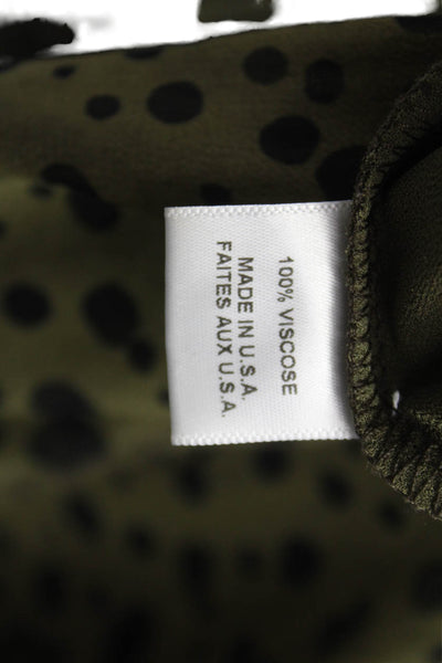 Misa Womens Green Polka Dot Midi Dress Mock Neck Short Sleeve Button Size S