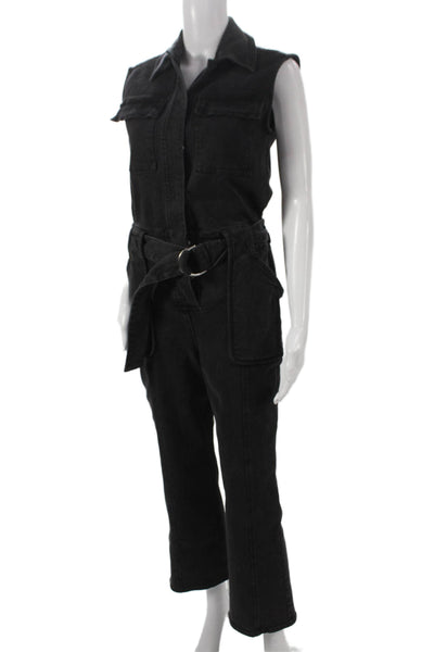 Derek Lam 10 Crosby Women Sleeveless Collared Jumpsuit Black Zip Size 0