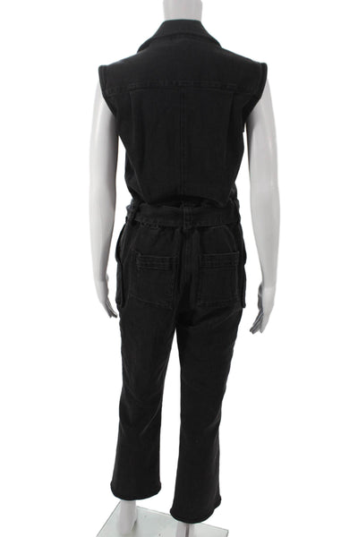 Derek Lam 10 Crosby Women Sleeveless Collared Jumpsuit Black Zip Size 0