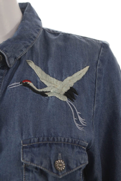 The Kooples Women Playsuit Blue Collared Long Sleeve Lyocell Button Size S