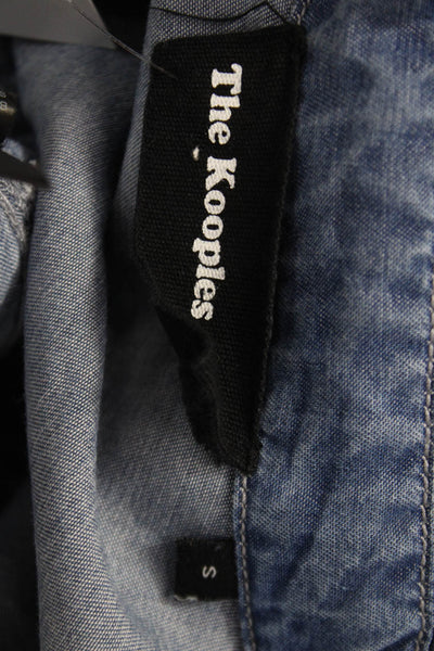 The Kooples Women Playsuit Blue Collared Long Sleeve Lyocell Button Size S