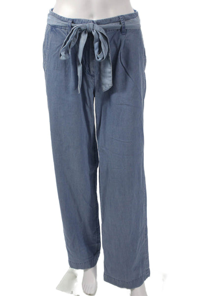 J Crew Women Blue Lyocell Dress Pants Tie Waist Size 0