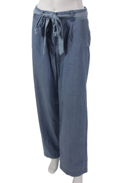 J Crew Women Blue Lyocell Dress Pants Tie Waist Size 0