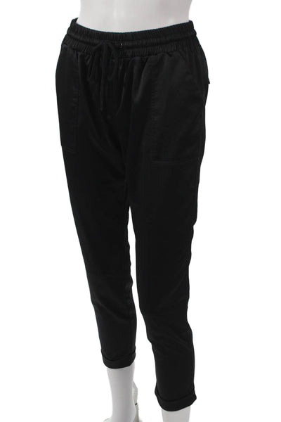 David Lerner Women Jogger Pants Black Drawstring Polyester Size XS