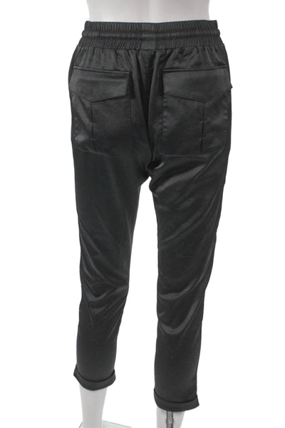 David Lerner Women Jogger Pants Black Drawstring Polyester Size XS