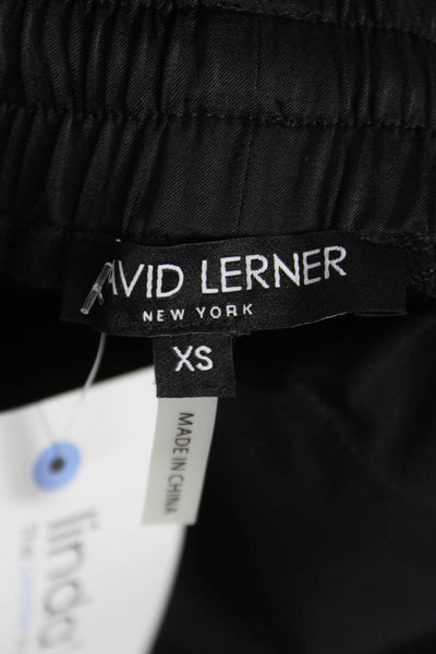 David Lerner Women Jogger Pants Black Drawstring Polyester Size XS