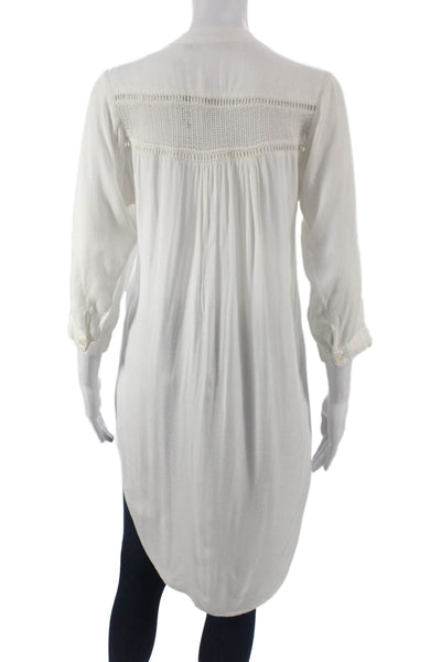 Vix Paula Hermanny Womens Tunic V-Neck White Viscose Long Sleeve Size XS
